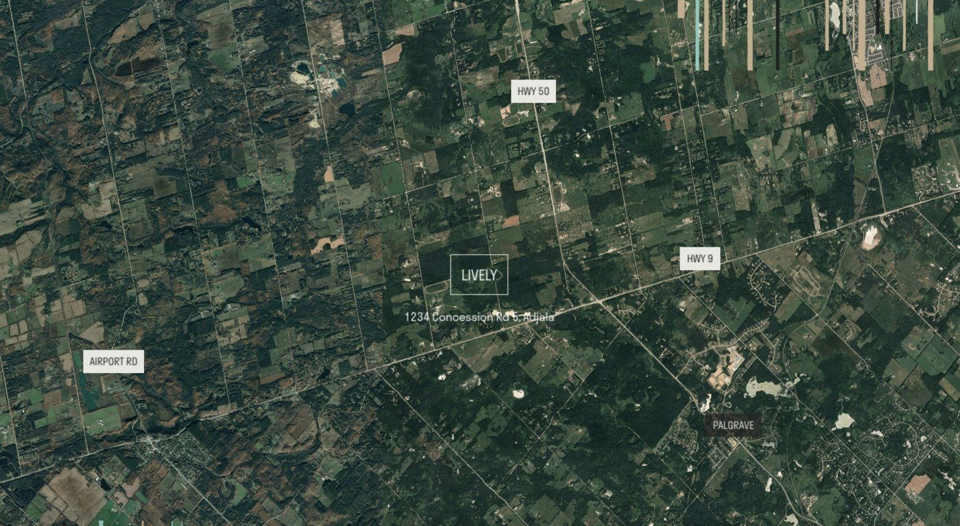 Map showing Lively Estates location near Highway 9 and Highway 50